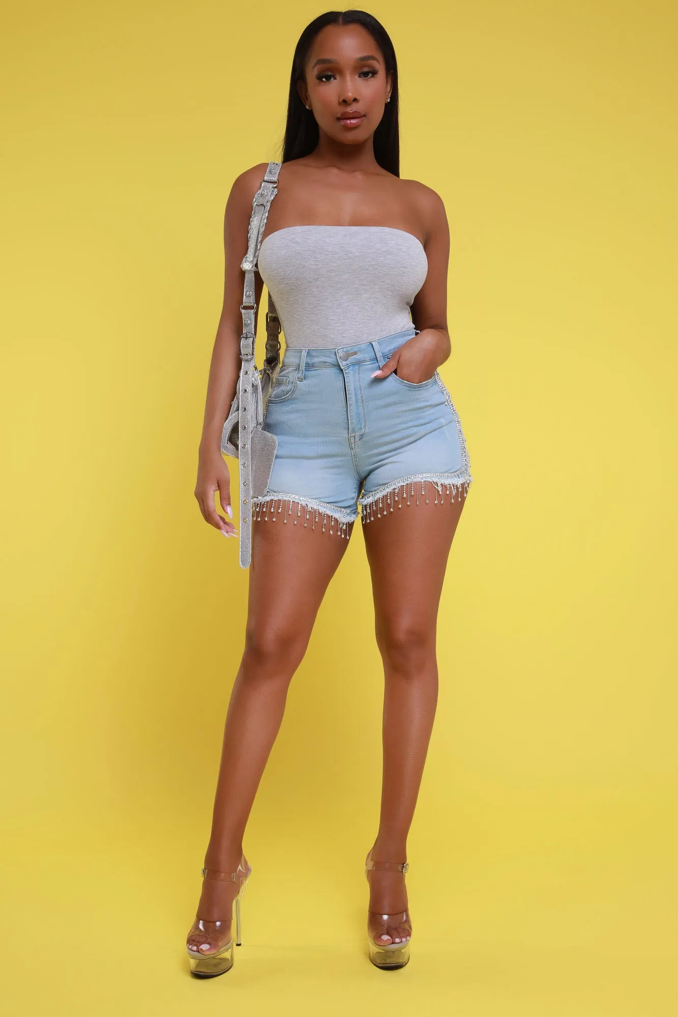 The Right Moves Strapless Bodysuit - Grey sold by Swankaposh product image thumbnail 4