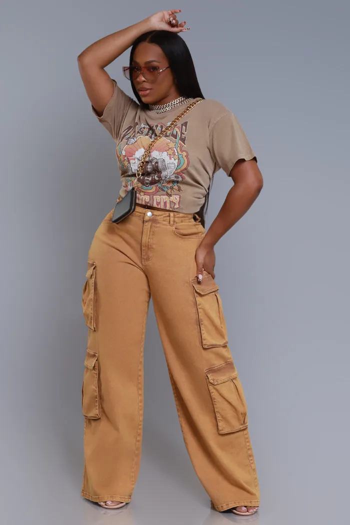 See Your Way High Rise Cargo Pants - Camel sold by Swankaposh product image thumbnail 4