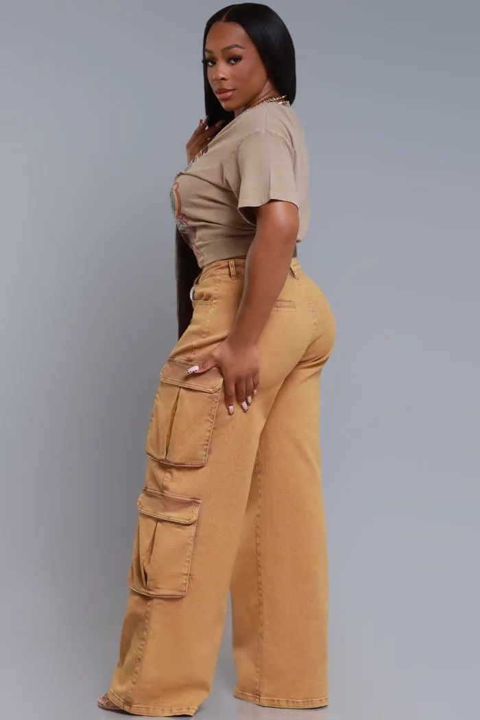 See Your Way High Rise Cargo Pants - Camel sold by Swankaposh product image thumbnail 3