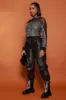 Hotline Rhinestone Embellished Mesh Top - Black sold by Swankaposh