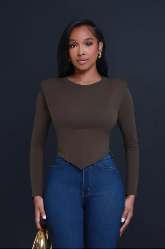 Sharp Edges Structured Long Sleeve Top - Olive sold by Swankaposh