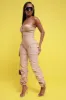 Guest List Strapless Bodycon Cargo Jumpsuit - Taupe sold by Swankaposh