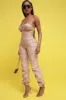 Guest List Strapless Bodycon Cargo Jumpsuit - Taupe sold by Swankaposh