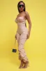 Guest List Strapless Bodycon Cargo Jumpsuit - Taupe sold by Swankaposh