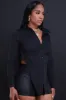 Seek Me Long Sleeve Asymmetrical Top - Black sold by Swankaposh