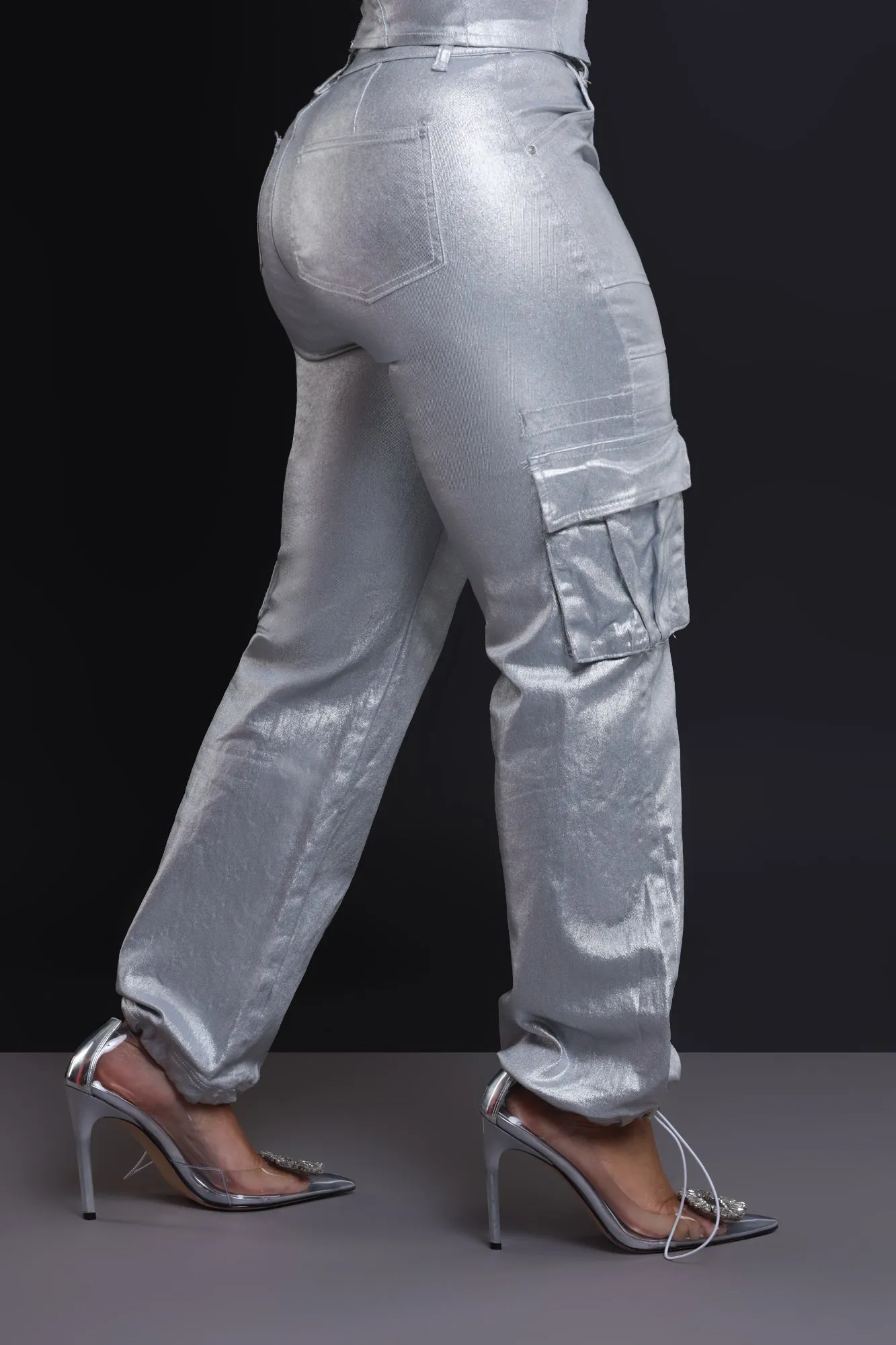 Lose Control Metallic Cargo Pants - Silver sold by Swankaposh product image thumbnail 4