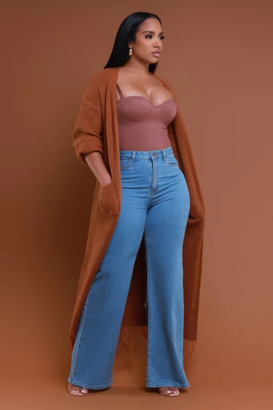 Twin Flame Longline Fringe Cardigan - Mocha sold by Swankaposh