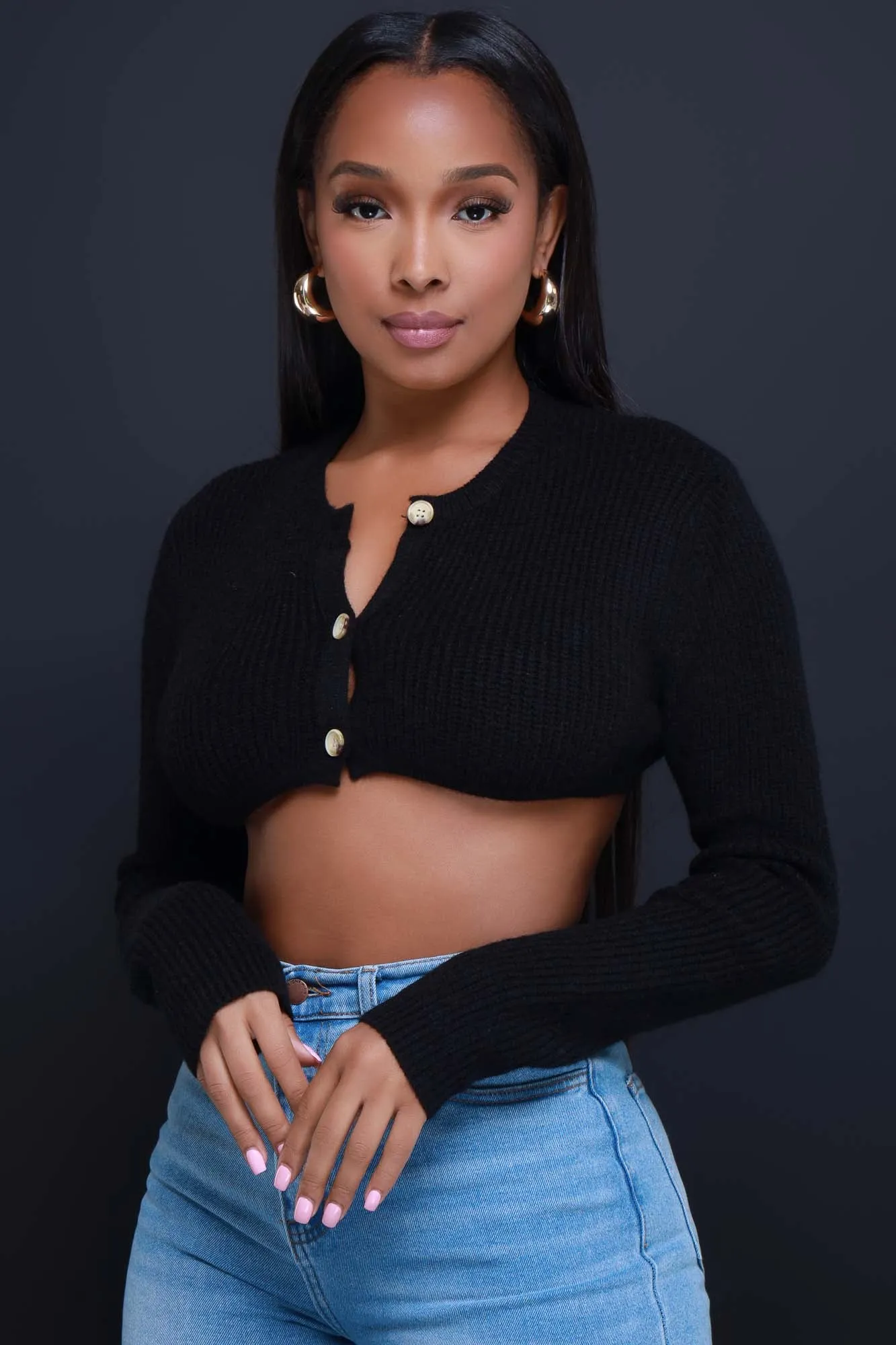 The Day Cropped Cardigan Sweater - Black sold by Swankaposh product image thumbnail 4