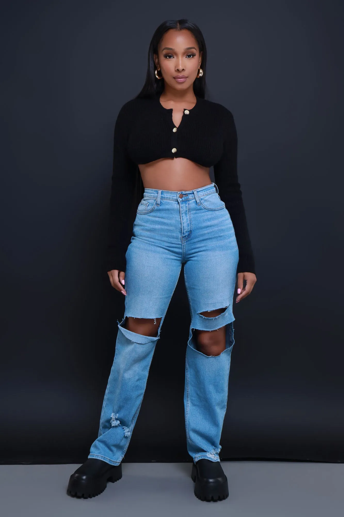 The Day Cropped Cardigan Sweater - Black sold by Swankaposh product image thumbnail 5