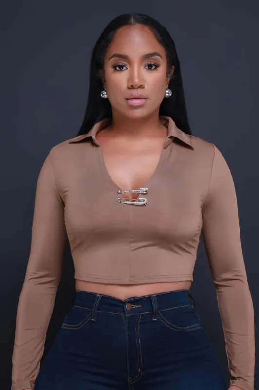 Players Game Cropped Pin Up Top - Brown sold by Swankaposh