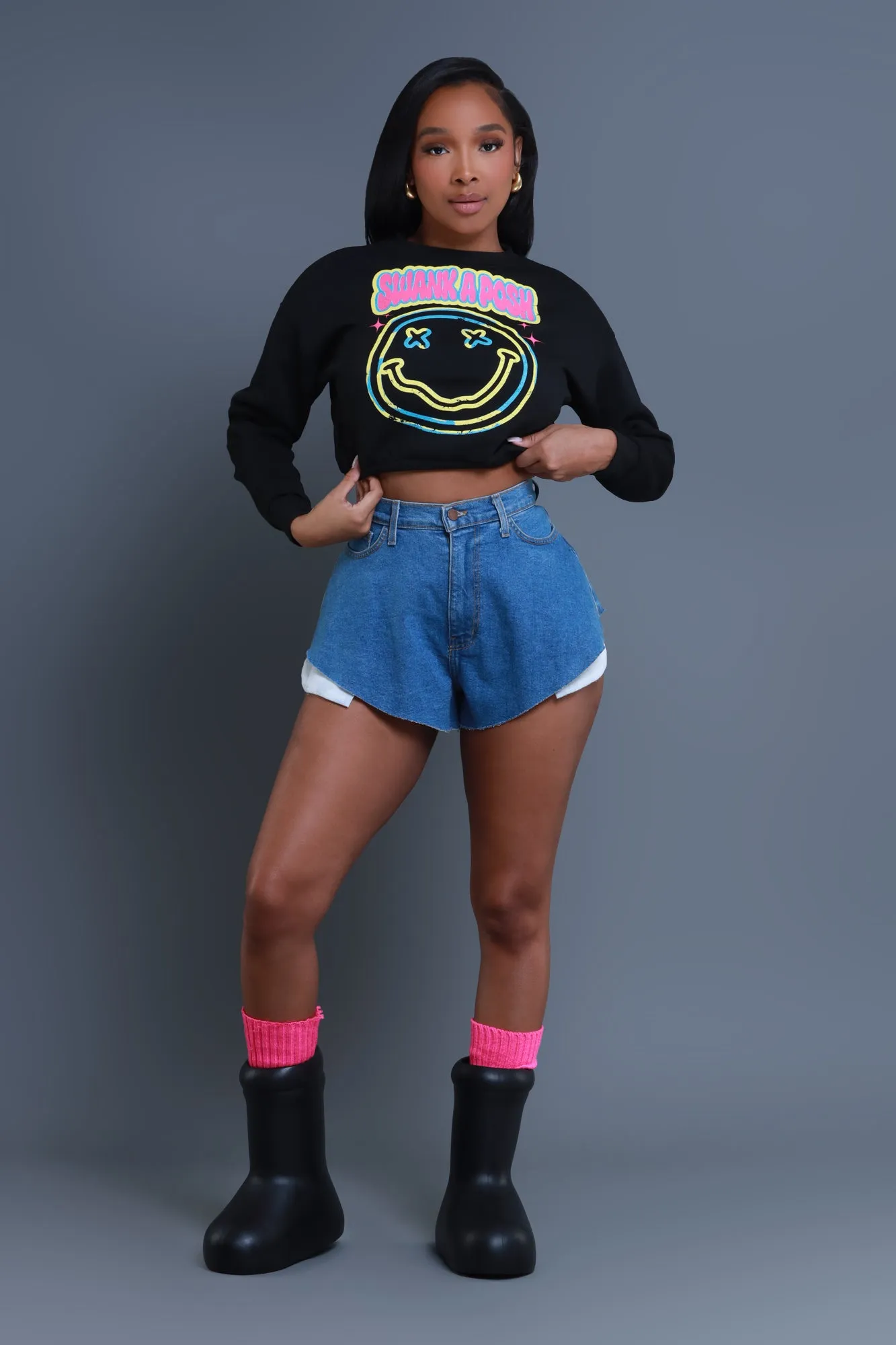 Back To Black Oversized Rubber Boots - Black sold by Swankaposh product image thumbnail 2