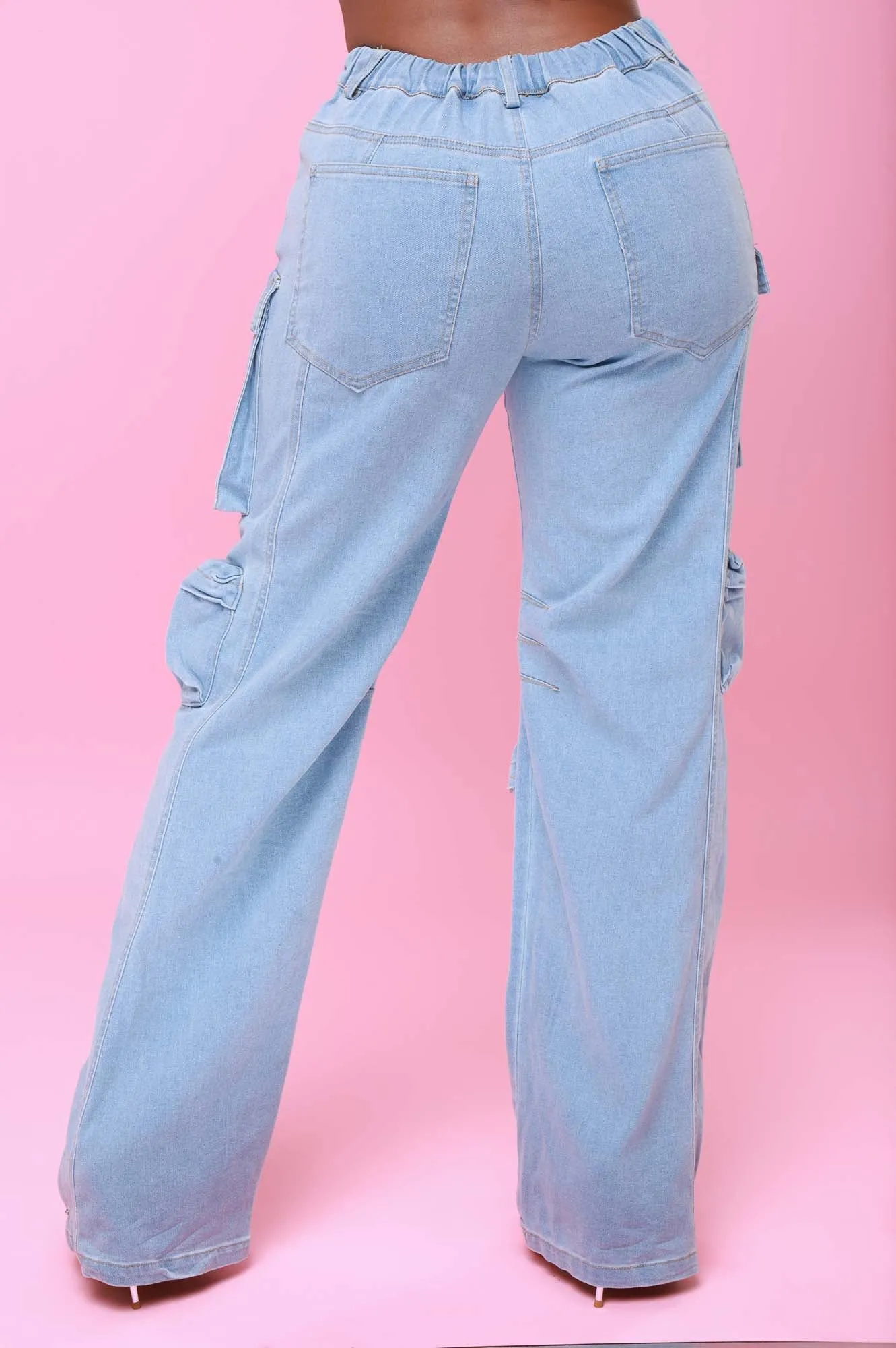 Baggy Multi Pocket Long Cargo Pants - Light Wash Denim sold by Swankaposh product image thumbnail 2