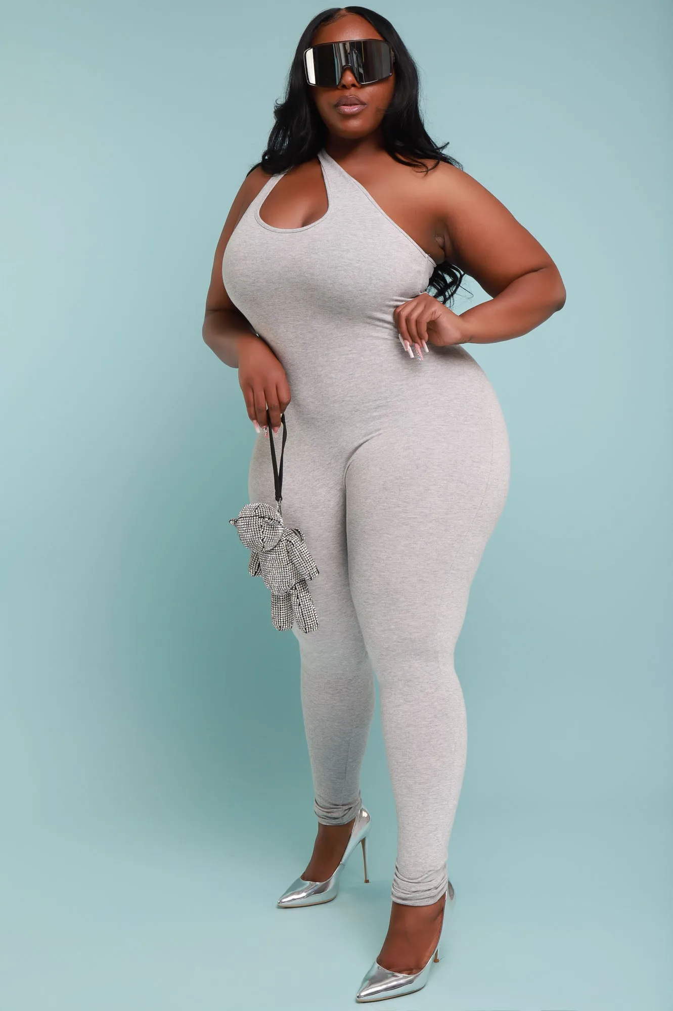 Number One Sleeveless Jumpsuit - Heather Grey sold by Swankaposh product image thumbnail 2