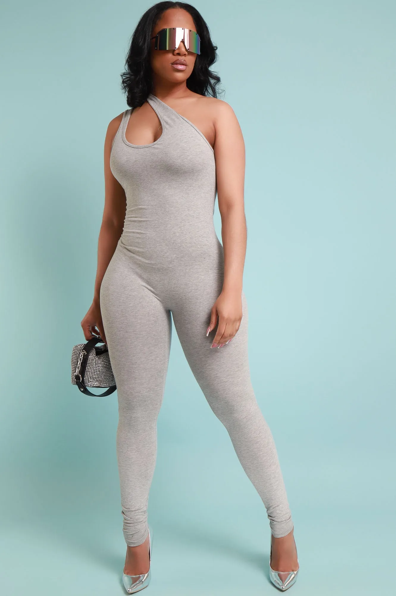 Number One Sleeveless Jumpsuit - Heather Grey sold by Swankaposh product image thumbnail 4