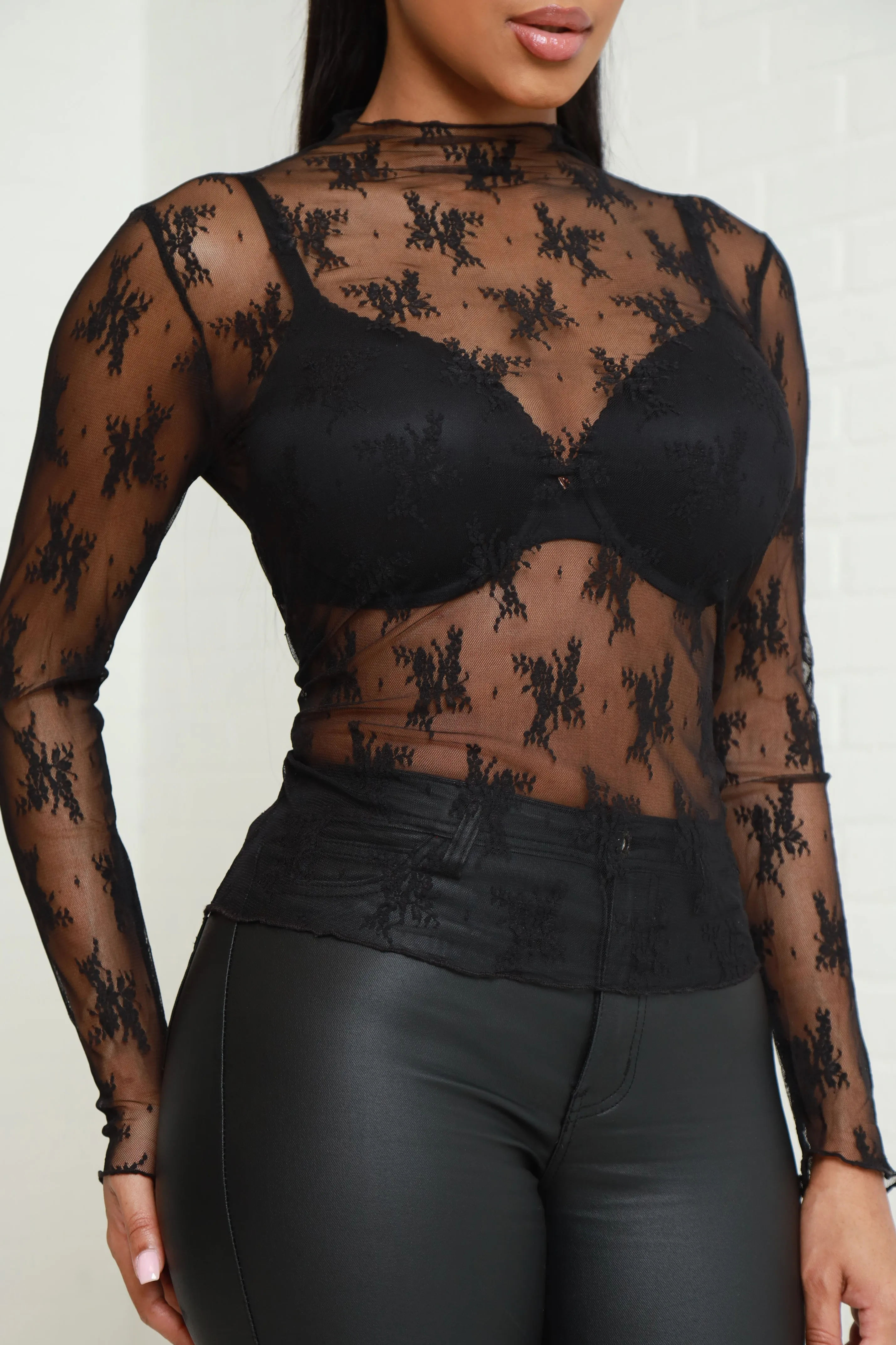 Take The Spot Sheer Lace Top - Black sold by Swankaposh product image thumbnail 5