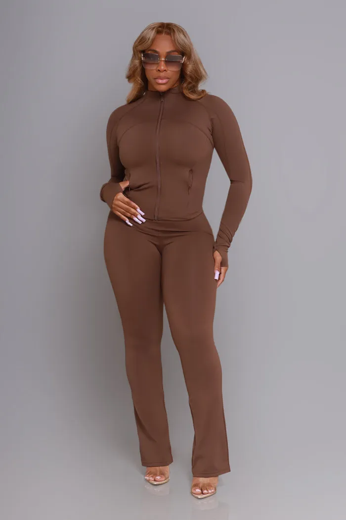 Keep It Calm Zippered Athletic Jacket - Brown sold by Swankaposh product image thumbnail 4