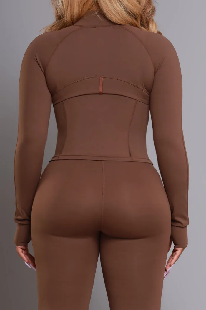 Keep It Calm Zippered Athletic Jacket - Brown sold by Swankaposh product image thumbnail 3