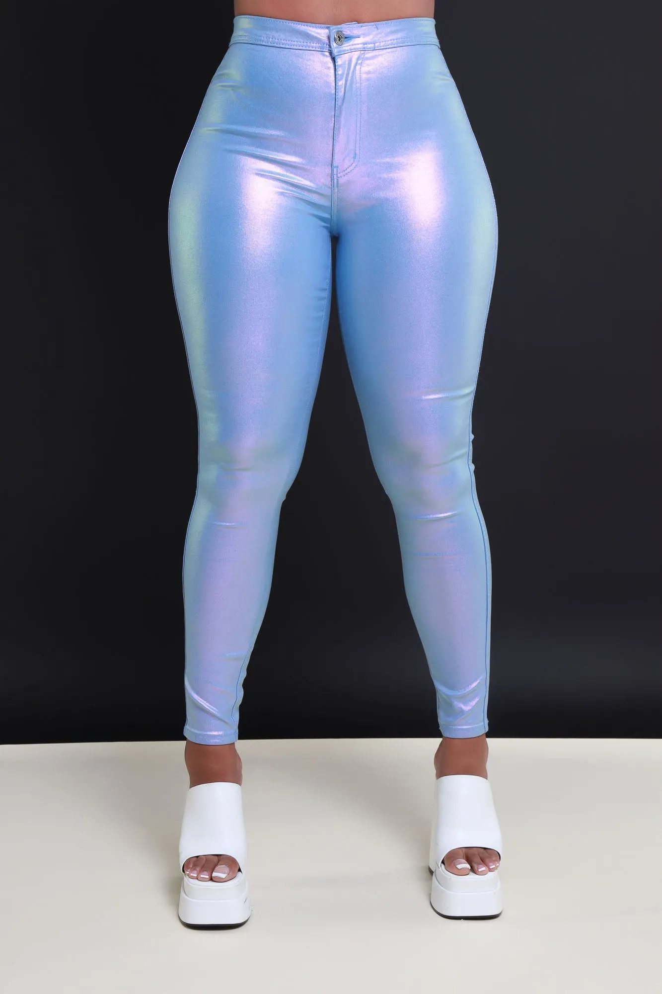 Coming In Hot High Rise Metallic Skinny Pants - Lavender sold by Swankaposh product image thumbnail 3