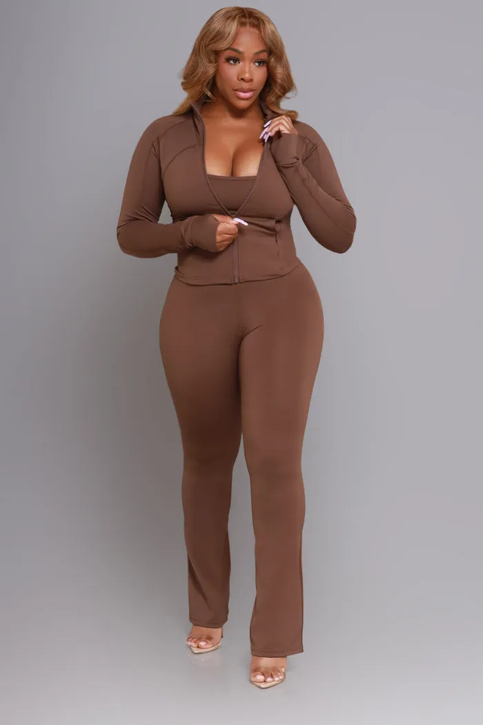 Keep It Calm Zippered Athletic Jacket - Brown sold by Swankaposh product image thumbnail 5