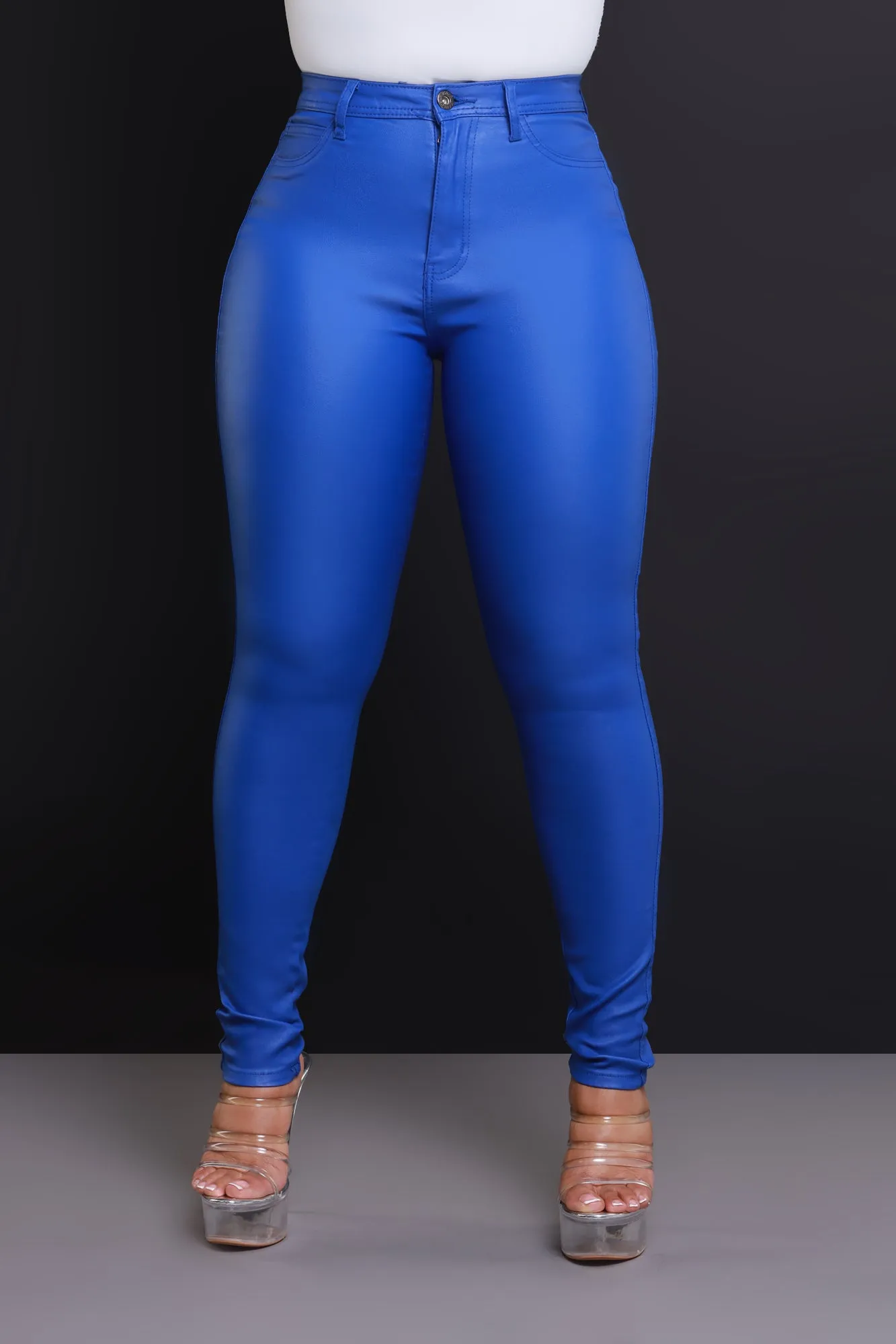 Curve You Faux Leather High Rise Pants - Royal Blue sold by Swankaposh product image thumbnail 4