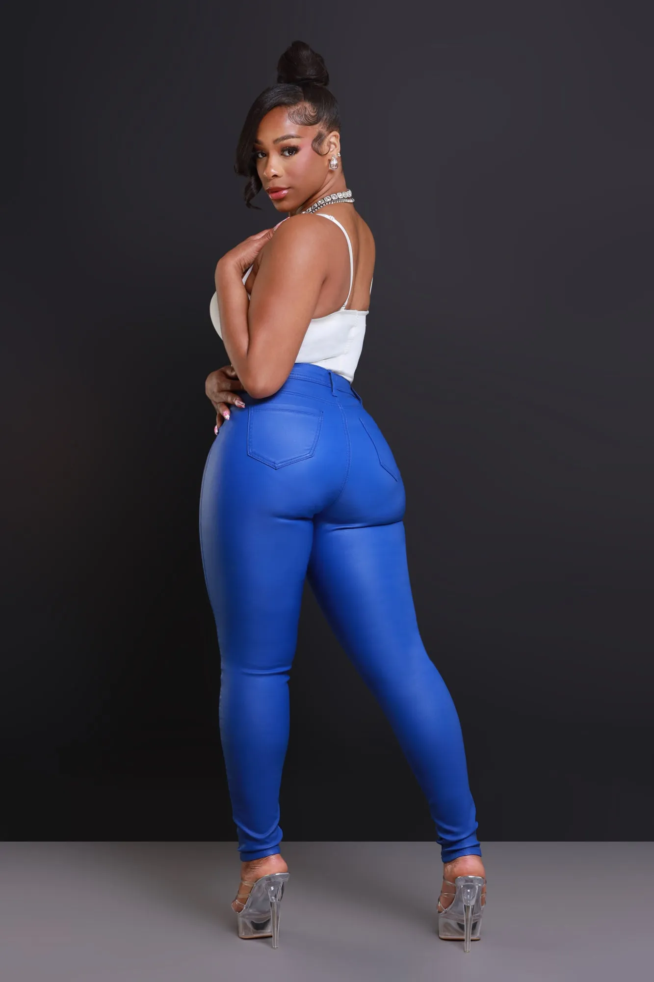 Curve You Faux Leather High Rise Pants - Royal Blue sold by Swankaposh product image thumbnail 3
