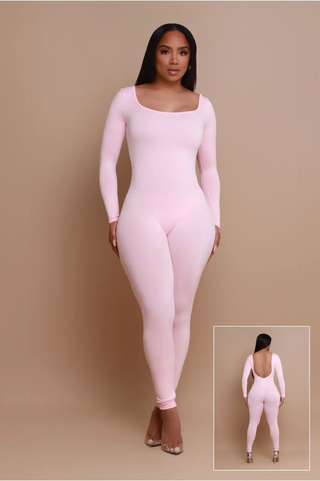Big Reveal Open Back Jumpsuit - Pink sold by Swankaposh