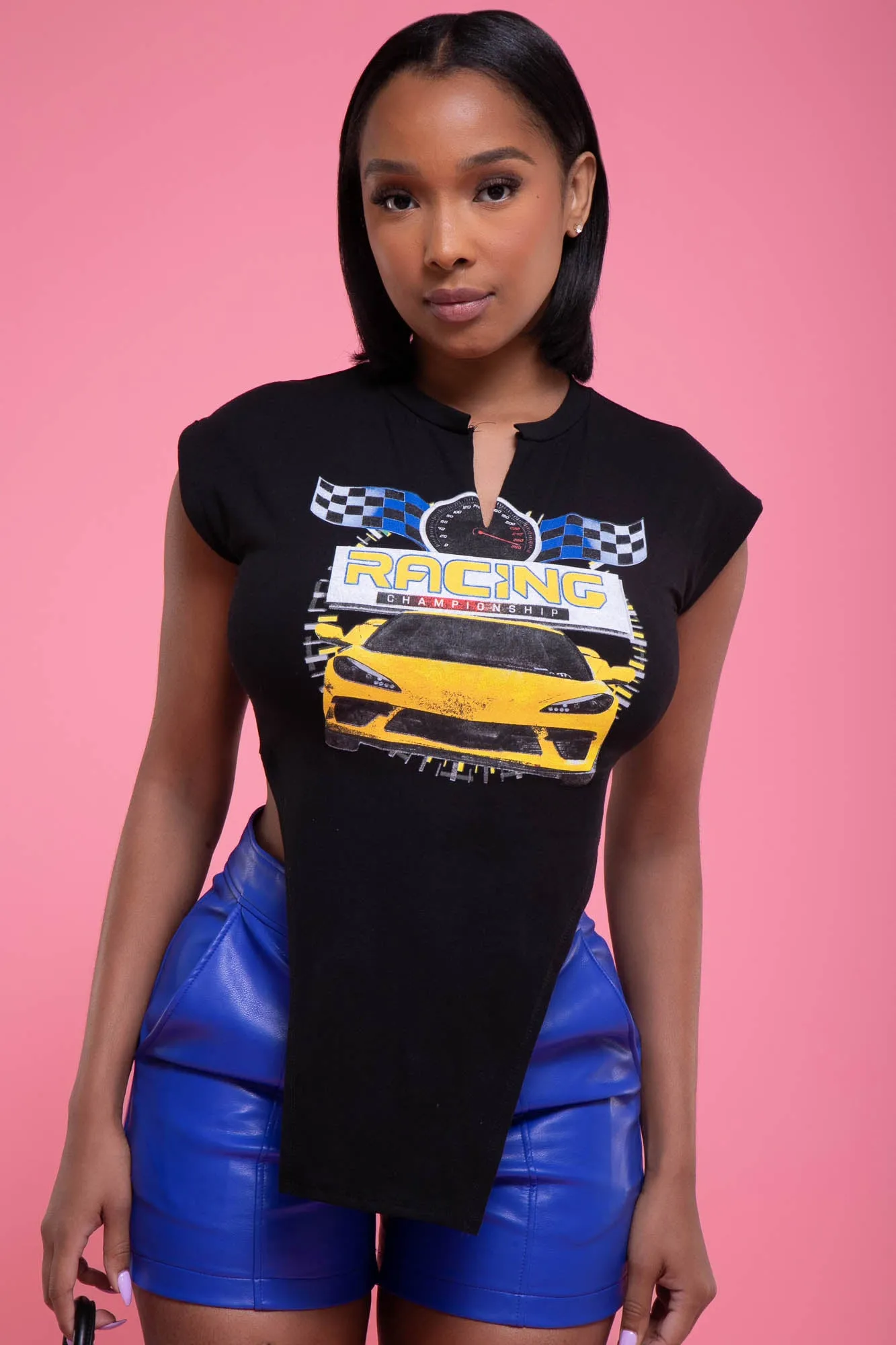 First To Last High Cut Graphic Sleeveless Top - Black sold by Swankaposh product image thumbnail 4