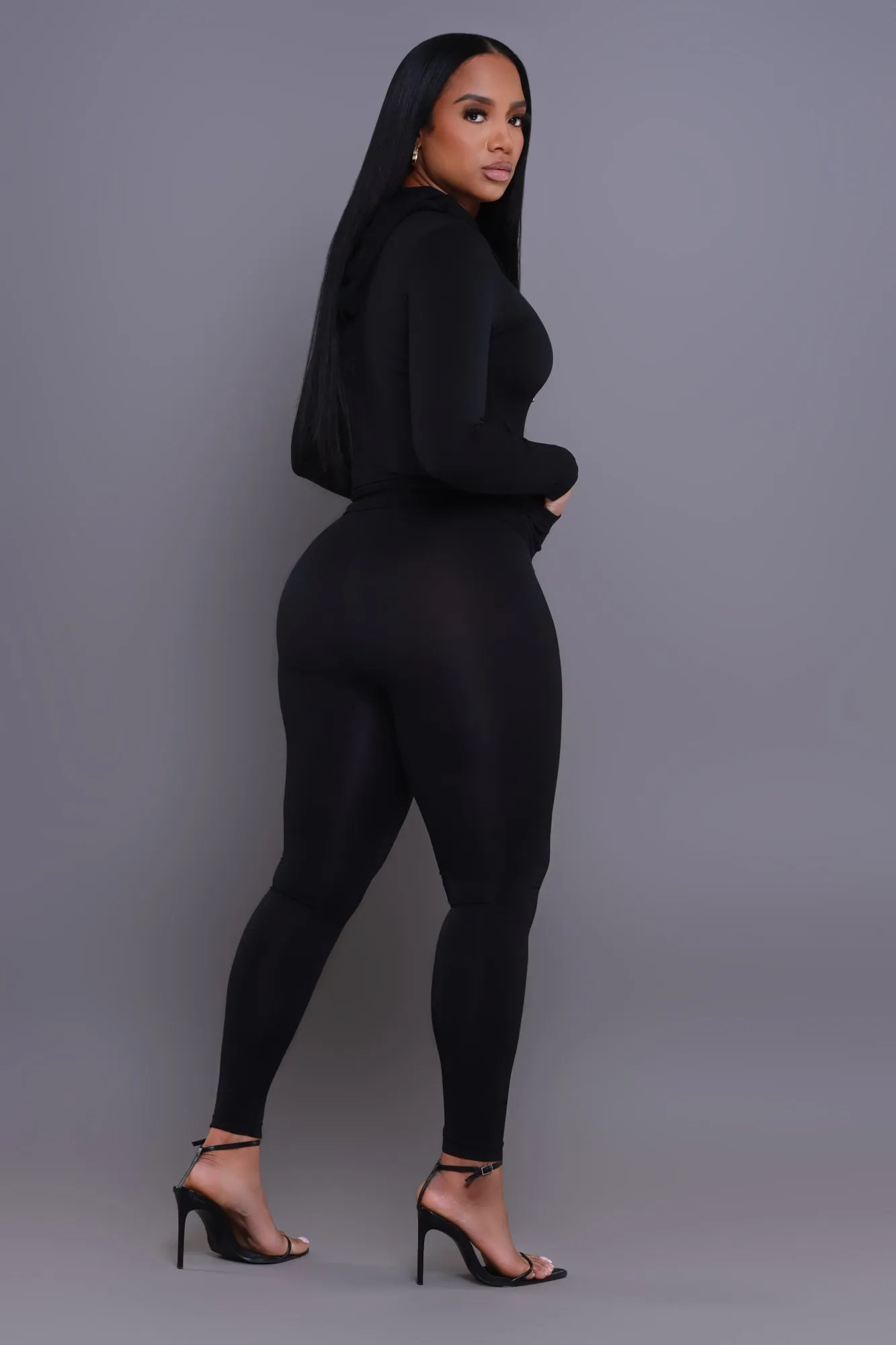Just Vibing Seamless Zip Up Legging Set - Black sold by Swankaposh product image thumbnail 3