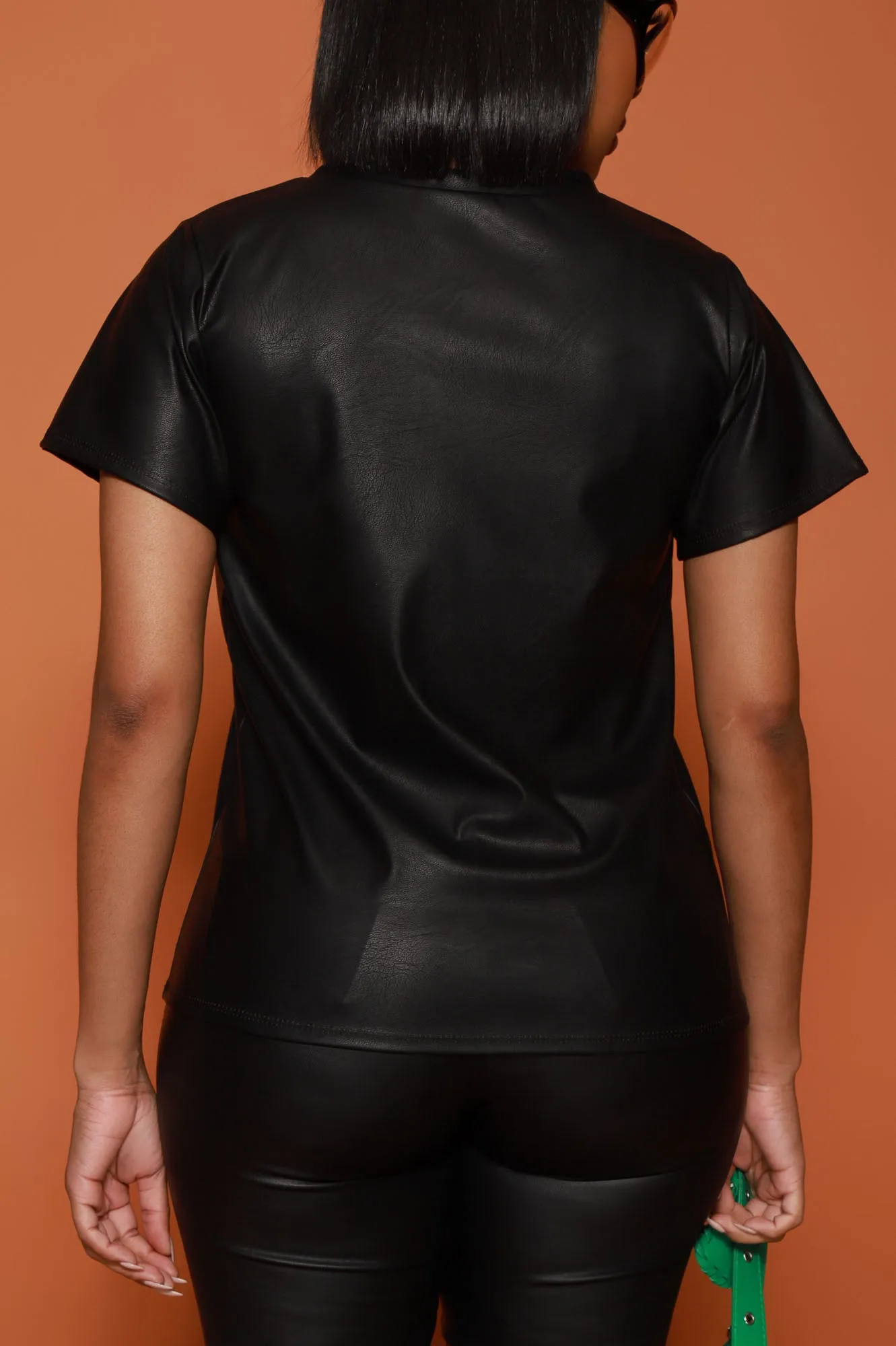 Bad At Love Faux Leather Top - Black sold by Swankaposh product image thumbnail 3