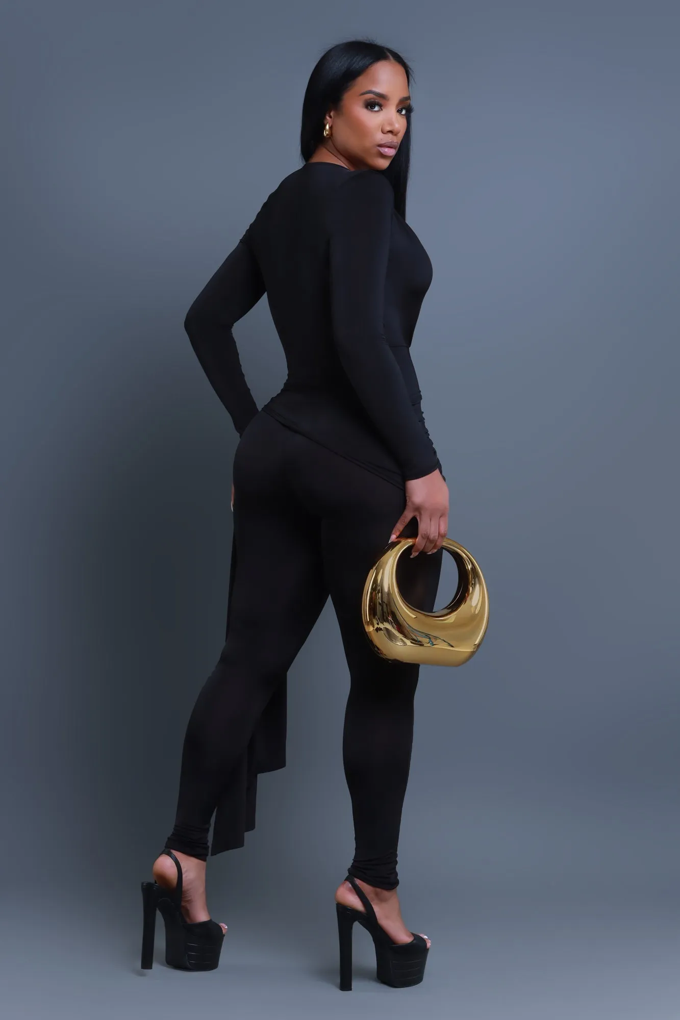 Go With Grace V-Neck Wrap Jumpsuit - Black sold by Swankaposh product image thumbnail 3