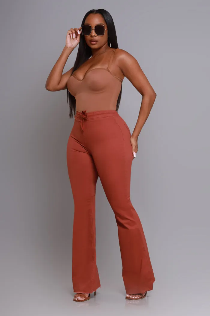 Seek Shelter High Rise Pull-On Flared Pants - Red Wood sold by Swankaposh product image thumbnail 3