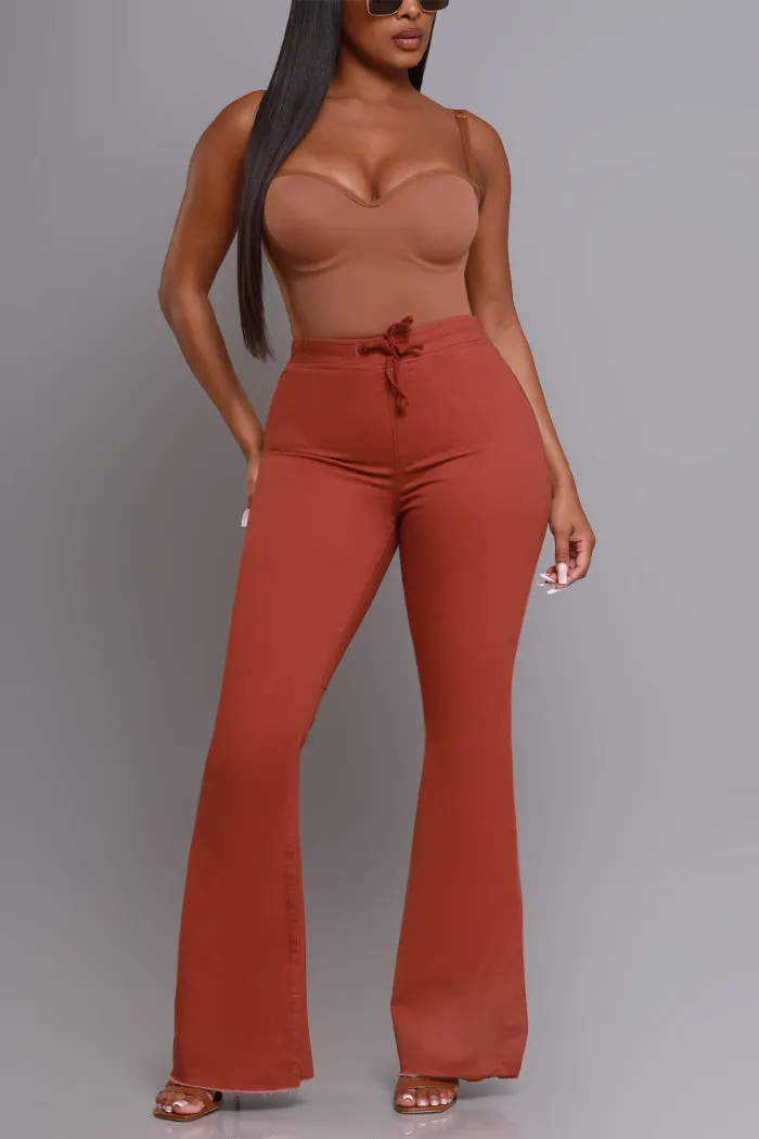 Seek Shelter High Rise Pull-On Flared Pants - Red Wood sold by Swankaposh product image thumbnail 4