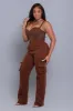 Add It Up High Rise Cargo Pants - Chocolate sold by Swankaposh