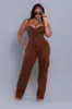 Add It Up High Rise Cargo Pants - Chocolate sold by Swankaposh