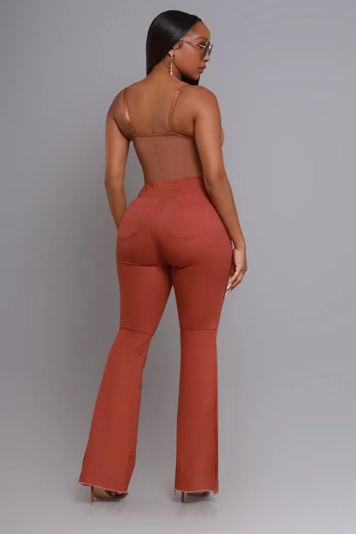 Seek Shelter High Rise Pull-On Flared Pants - Red Wood sold by Swankaposh product image thumbnail 2