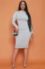 Just Me Double Layered Bodycon Midi Dress - Heather Grey sold by Swankaposh