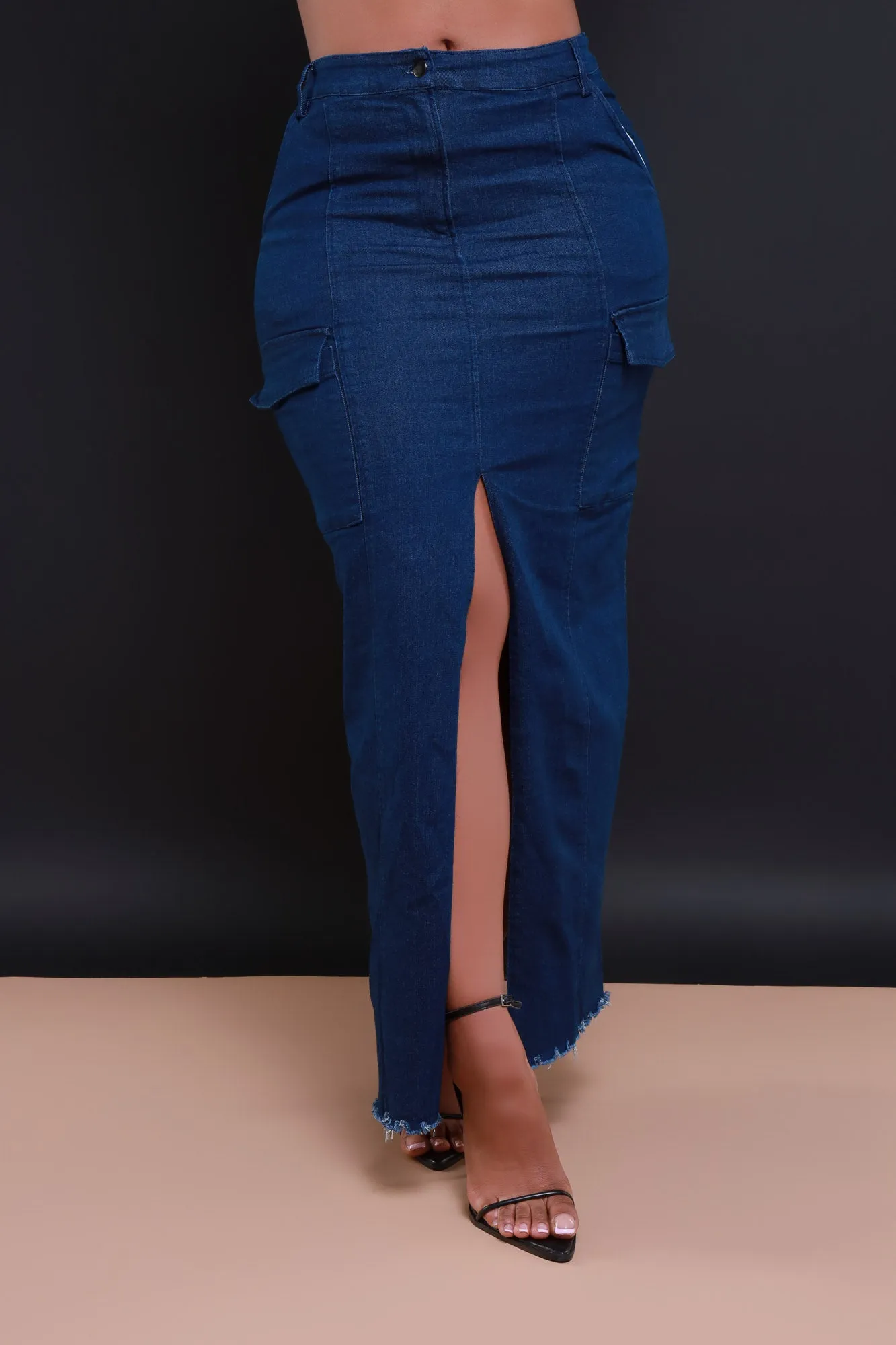 Just In Case High Rise Denim Skirt - Dark Wash sold by Swankaposh