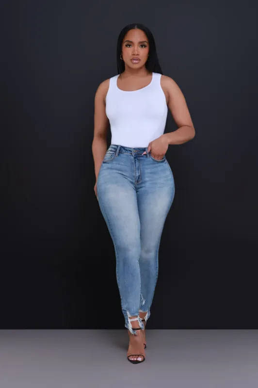 For Your Thoughts High Rise Skinny Jeans - Medium Wash sold by Swankaposh