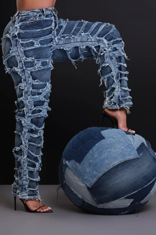 Fight Back High Rise Distressed Jeans - Dark Wash sold by Swankaposh