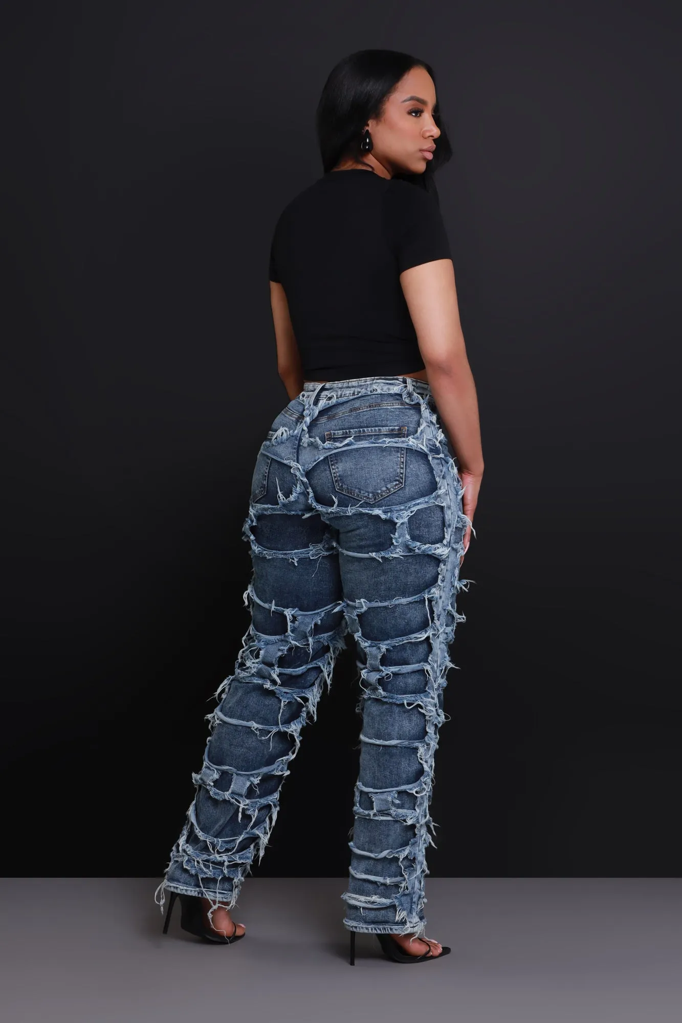 Fight Back High Rise Distressed Jeans - Dark Wash sold by Swankaposh product image thumbnail 5