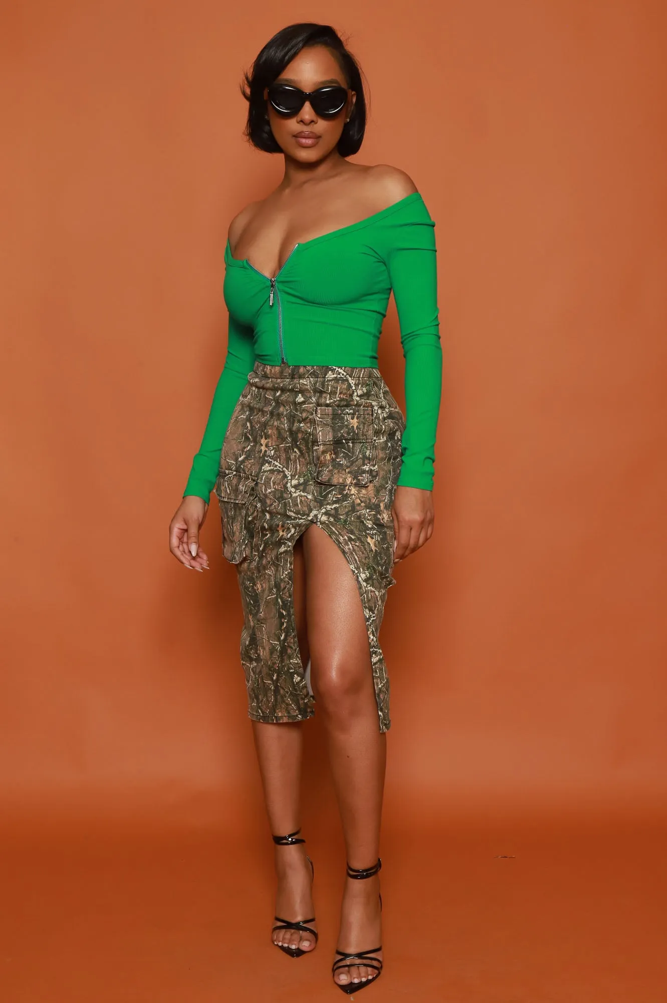 Act Like That Full Zip Crop Top - Green sold by Swankaposh product image thumbnail 5
