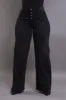 Pipe Down Button Down Wide Leg Jeans - Black sold by Swankaposh