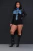No Wait Contrast Denim Romper - Black/Blue sold by Swankaposh