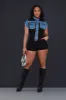 No Wait Contrast Denim Romper - Black/Blue sold by Swankaposh