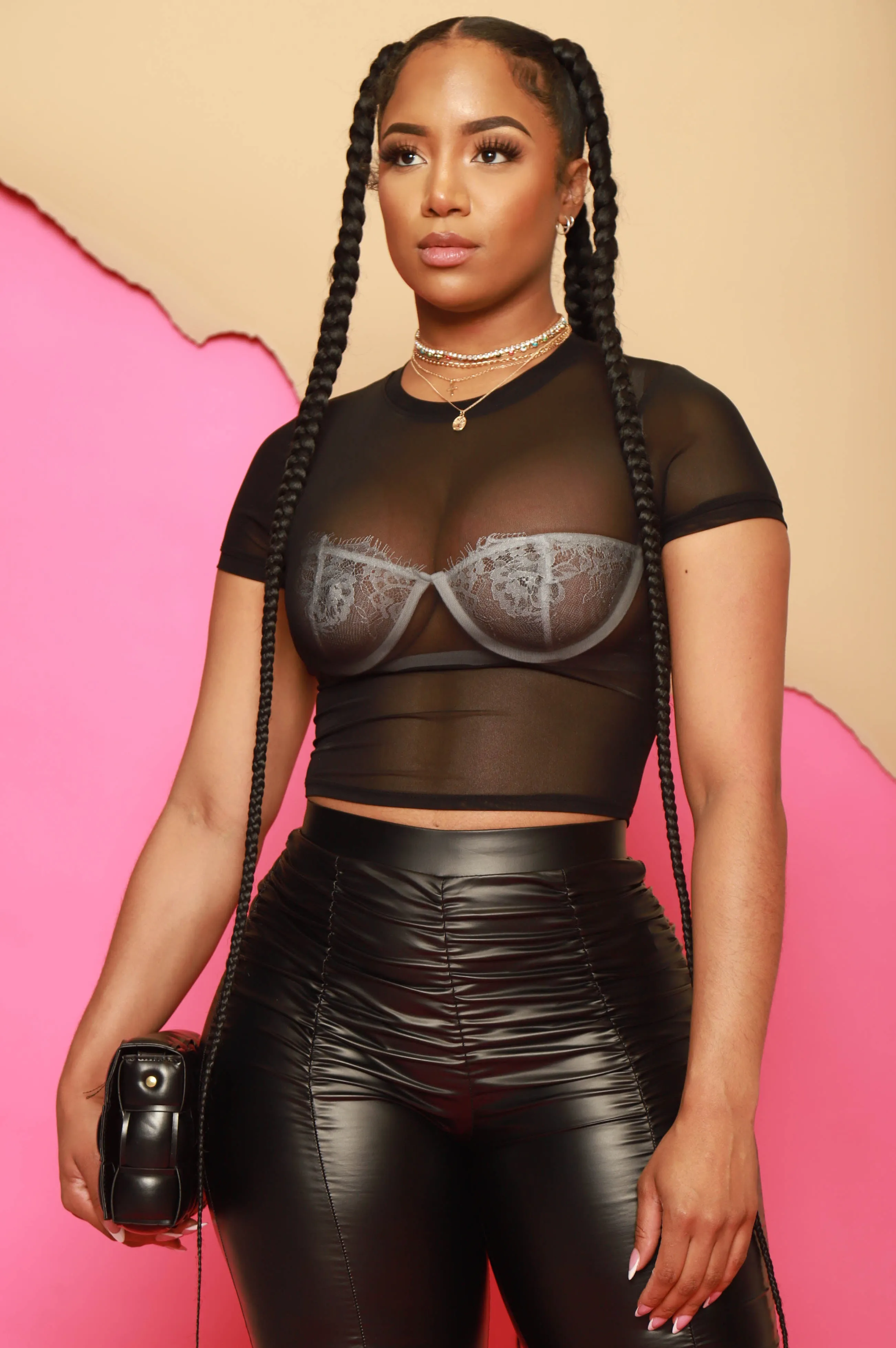 Elevate Mesh Cropped T-Shirt - Black sold by Swankaposh product image thumbnail 5