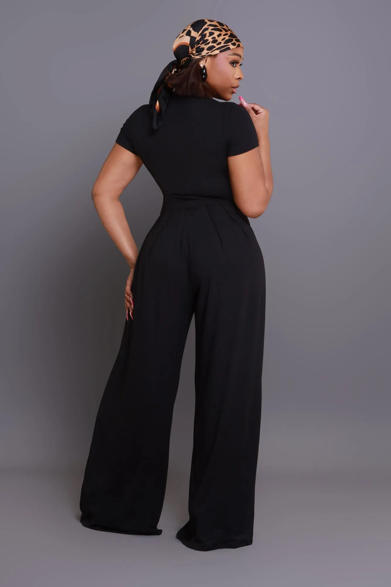 Full Attention Short Sleeve Palazzo Pants Set - Black sold by Swankaposh product image thumbnail 3