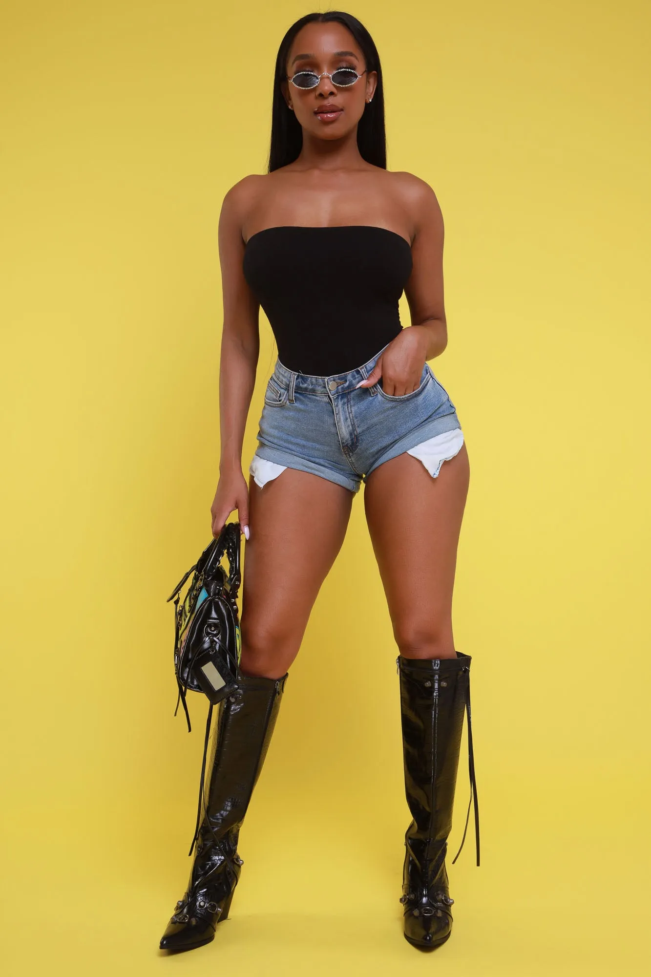 The Right Moves Strapless Bodysuit - Black sold by Swankaposh product image thumbnail 3