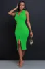 Closure Sleeveless Open Back Midi Dress - Green sold by Swankaposh