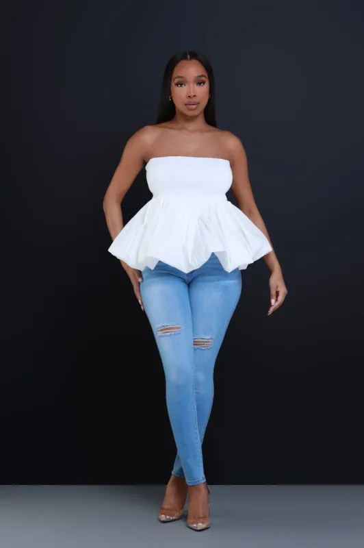 Once Upon A Time Ruffle Crop Top - White sold by Swankaposh