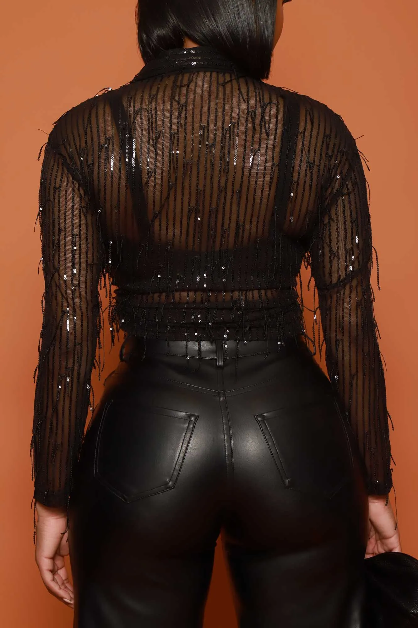 In Style Sequin Embellished Mesh Top - Black sold by Swankaposh product image thumbnail 3